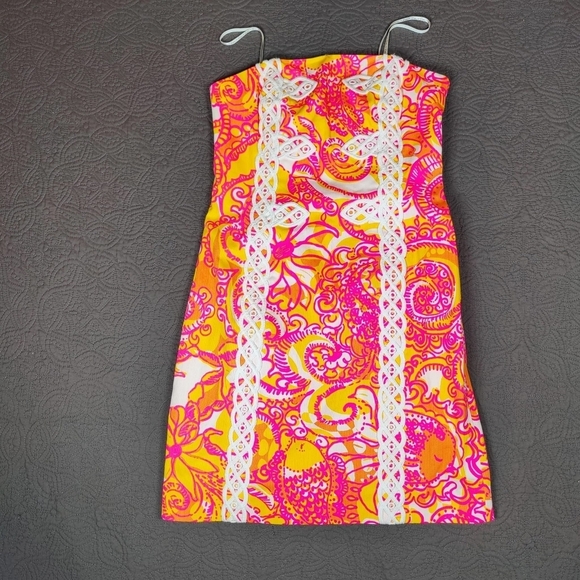 Lilly Pulitzer Tensy Dress Strapless Sea & Be Seen Mini Size 2 Resortwear - Picture 3 of 15